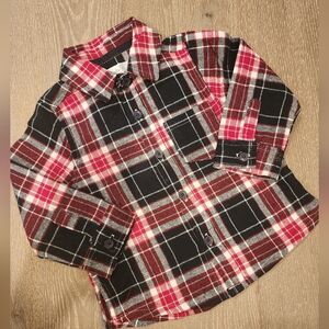 MUD PIE TODDLER BABY BOYS PLAID FLANNEL BUTTON DOWN SHIRT 12-18M